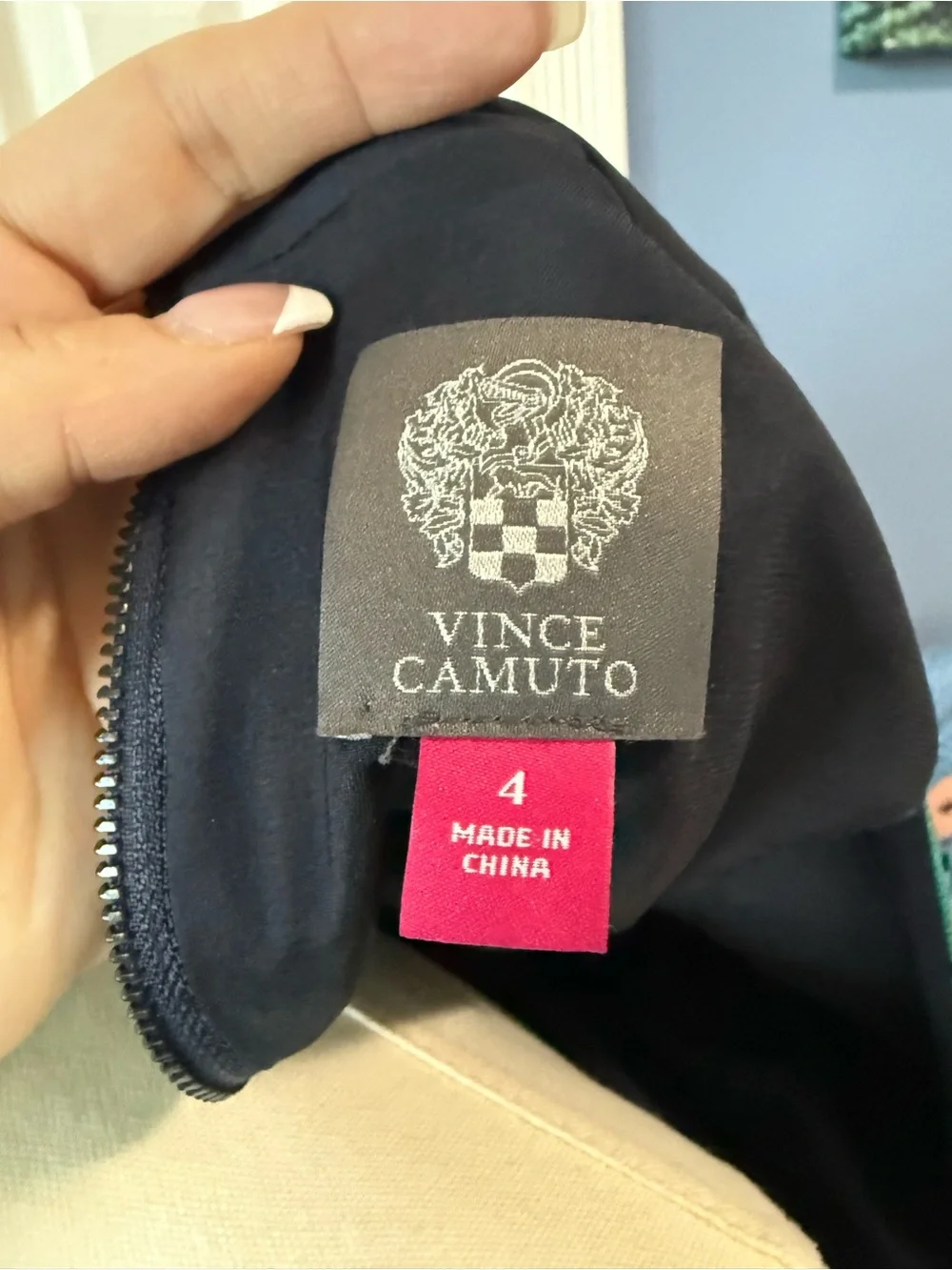 Vince Camuto Emerald & Navy Floral Jacquard Fit & Flare Cocktail Dress Sz 4 - Picture 7 of 12